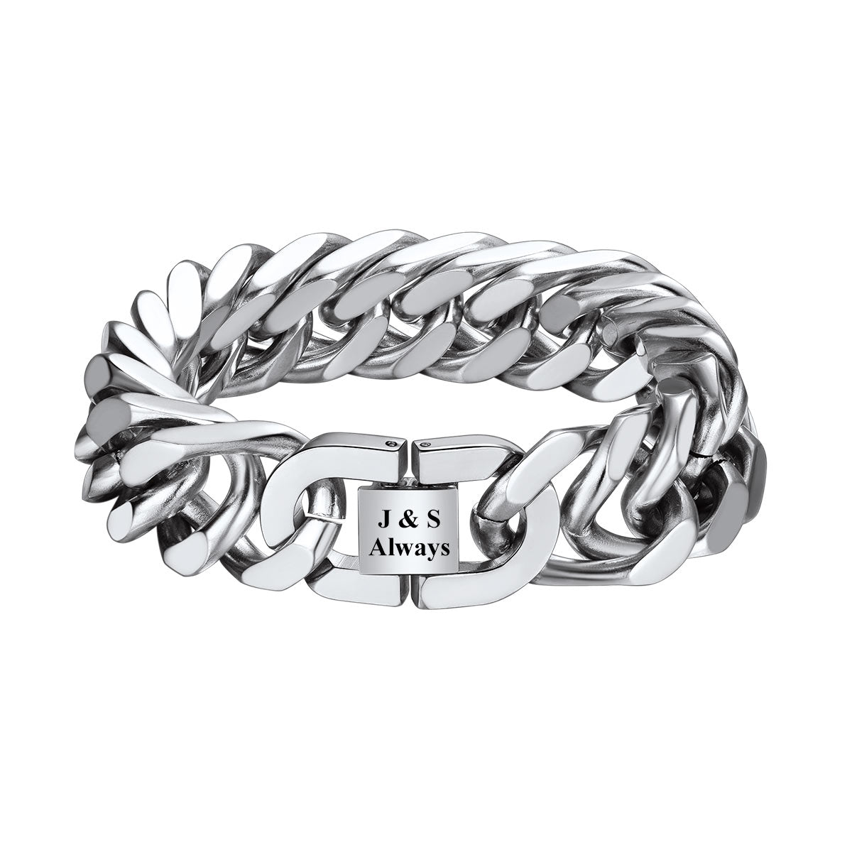 17mm Cuban Link Chain Bracelet in Stainless Steel