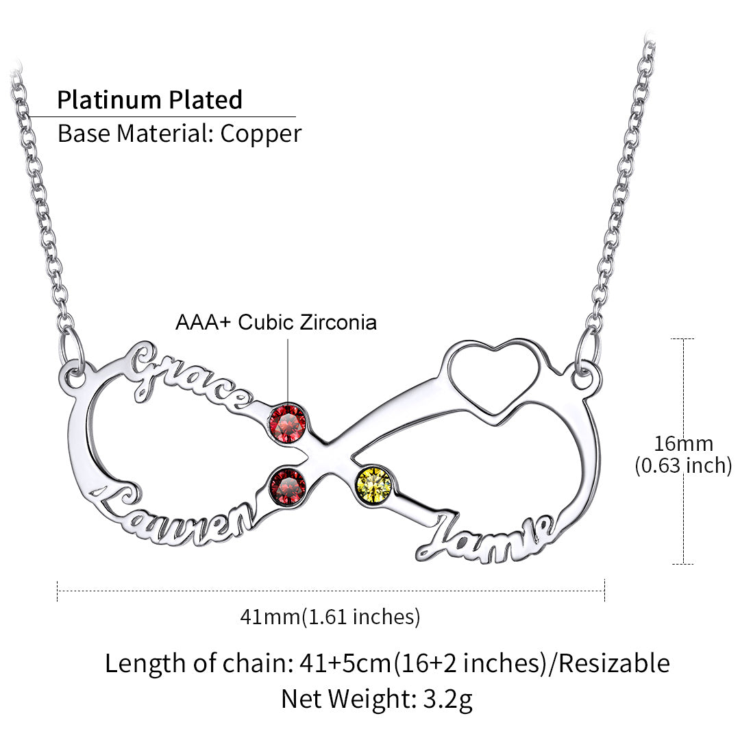 Personalized Name Infinity Necklace With Birthstone