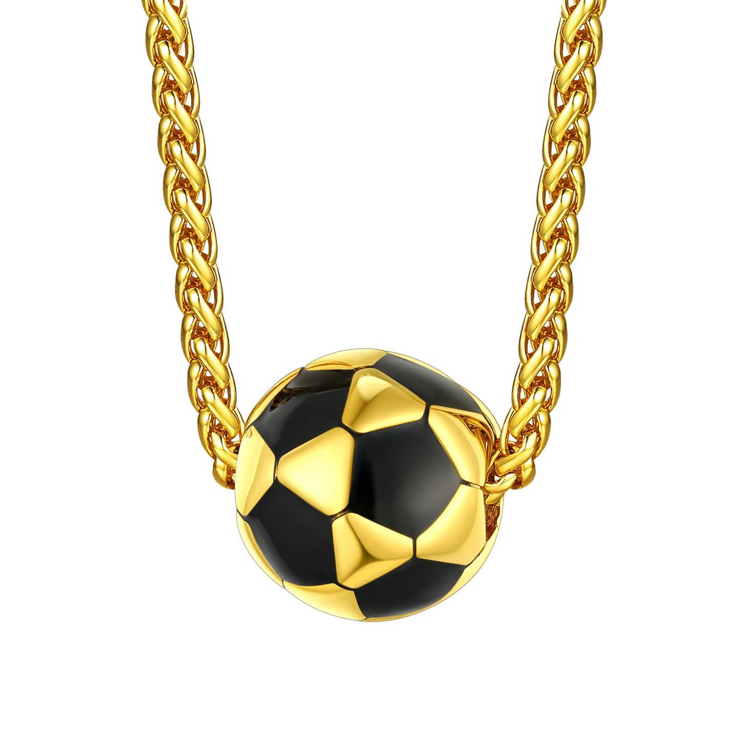 316L Stainless Steel 3D Soccer Necklaces Gold