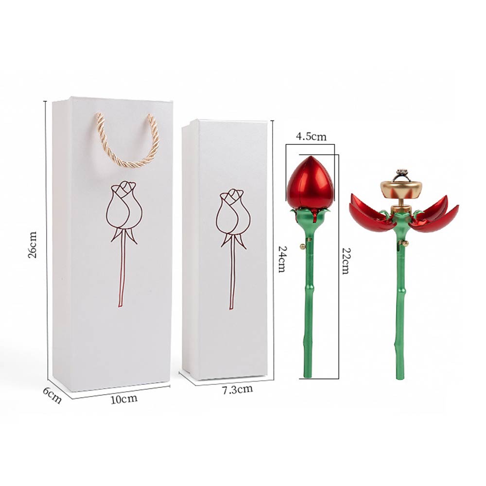 Rose Shape Ring Gift Box Detail, Dimension