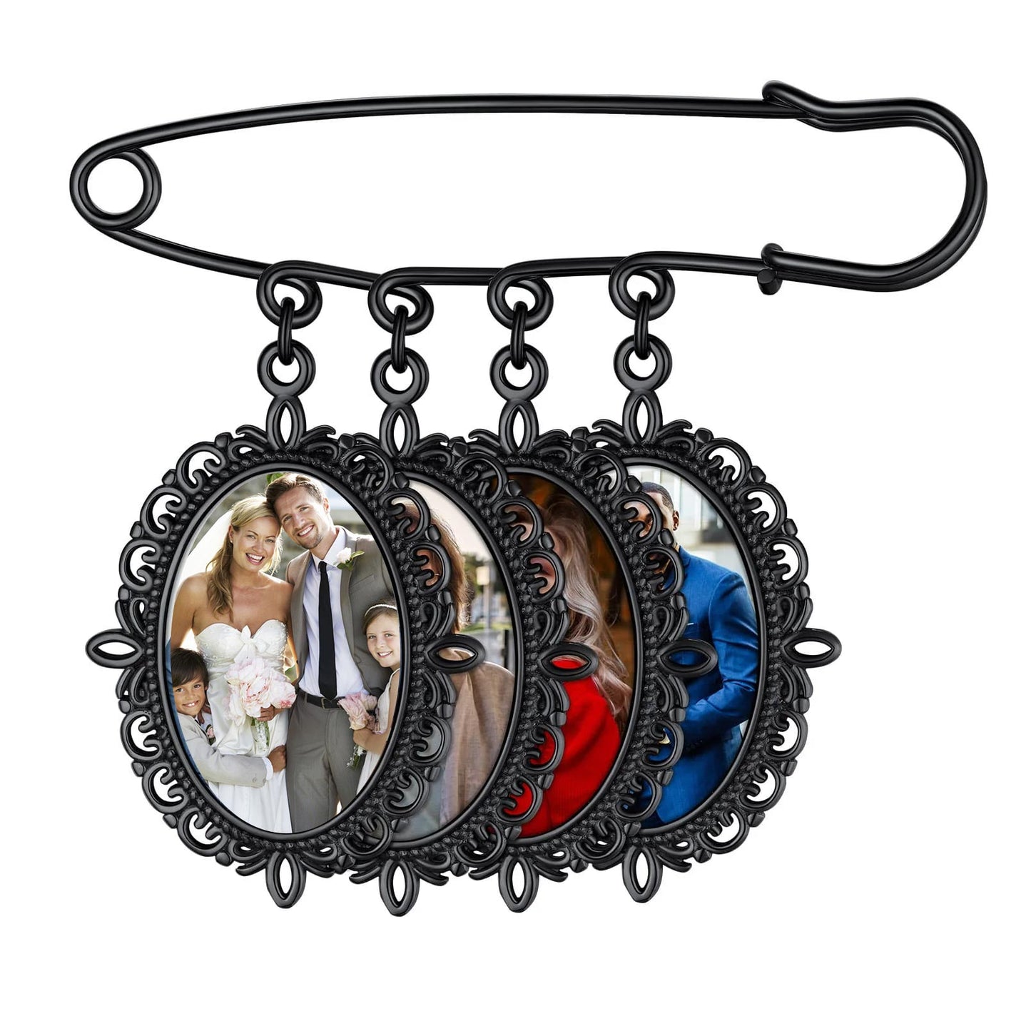 4 Photos Bridal Bouquet Charms Black