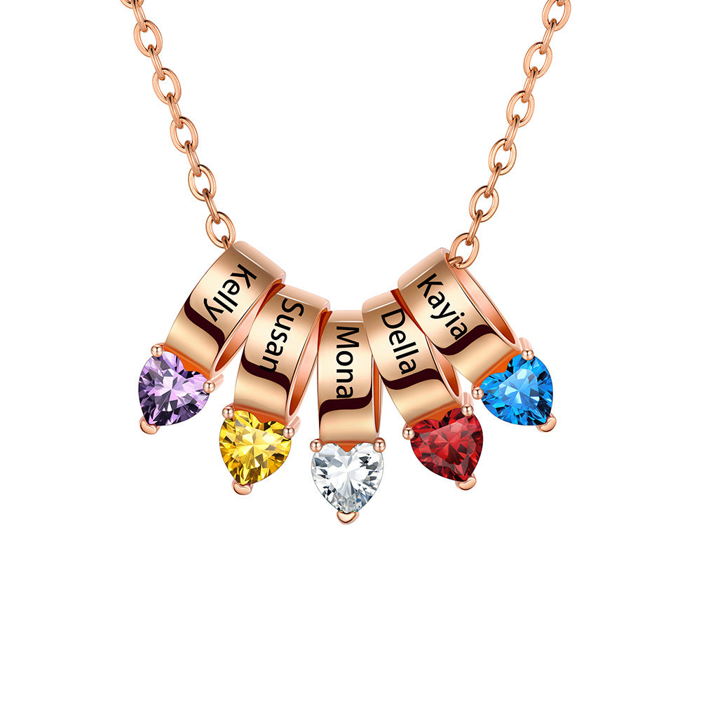5 Rose Gold Plated Heart Birthstone Necklace for Women BSP210067