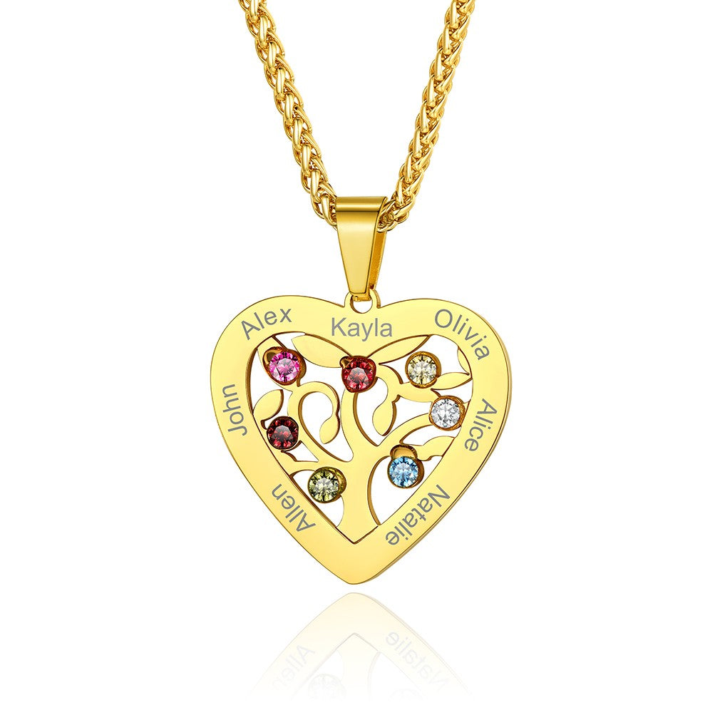 Family Tree of Life 2-7 Birthstone Necklace For Women