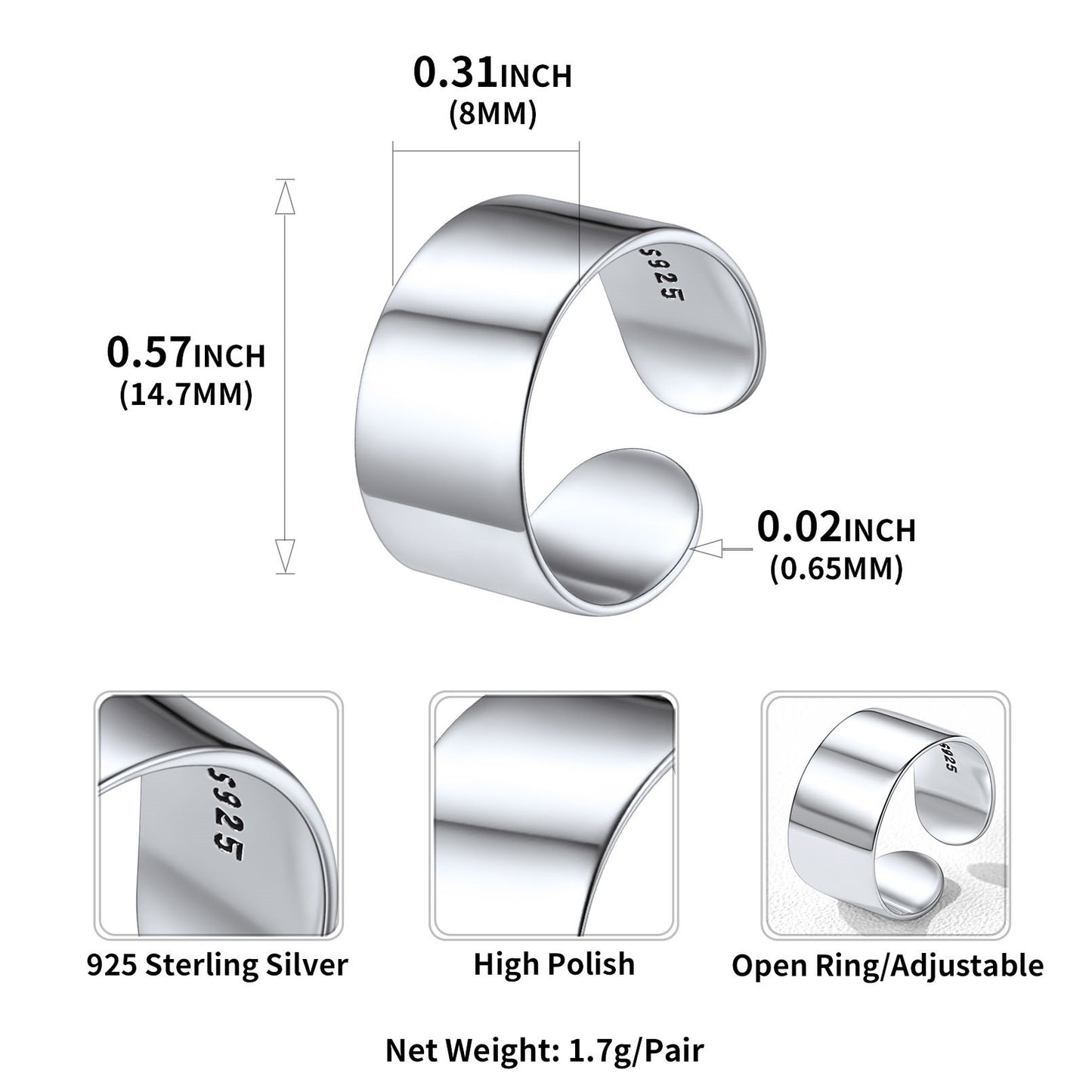 8mm Minimalist Toe Rings size CTR13831