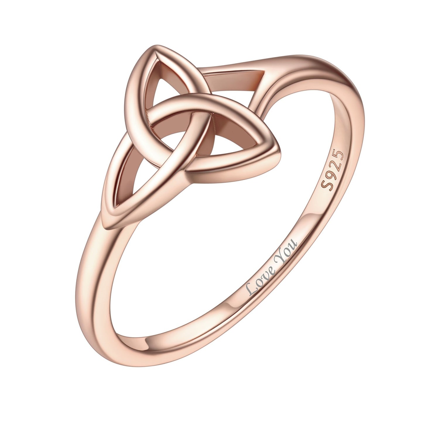 925 Sterling Silver Celtic Knot Promise Ring for Women Rose Gold Plated