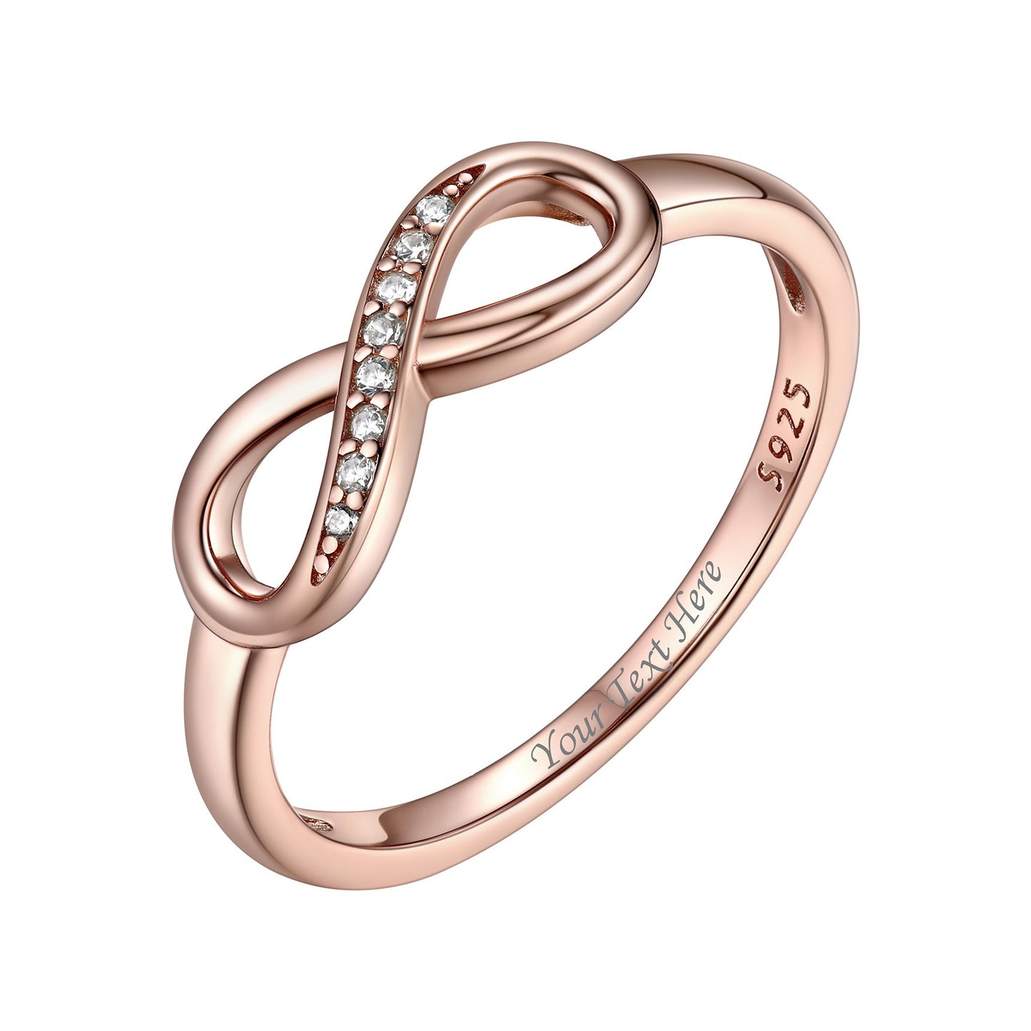 925 Sterling Silver Infinity Promise Ring for Women Rose Gold