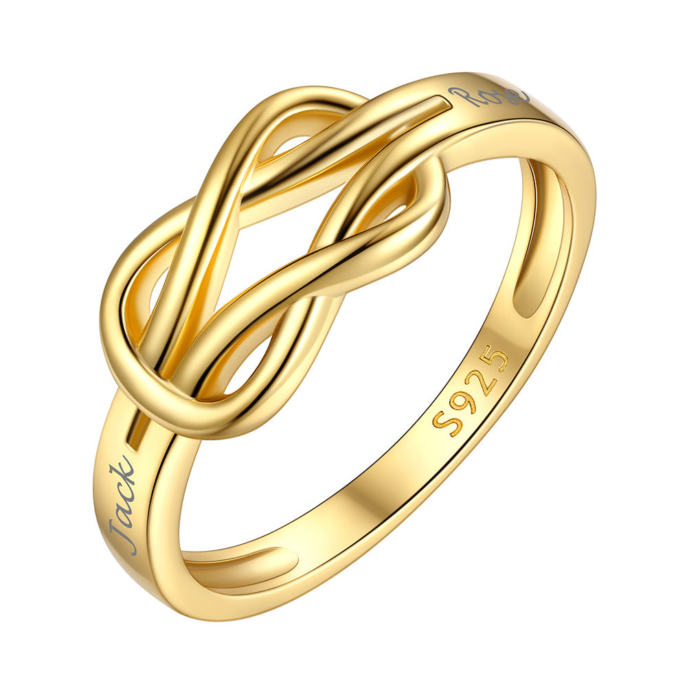 925 Sterling Silver Twist Love Knot Promise Ring Gold