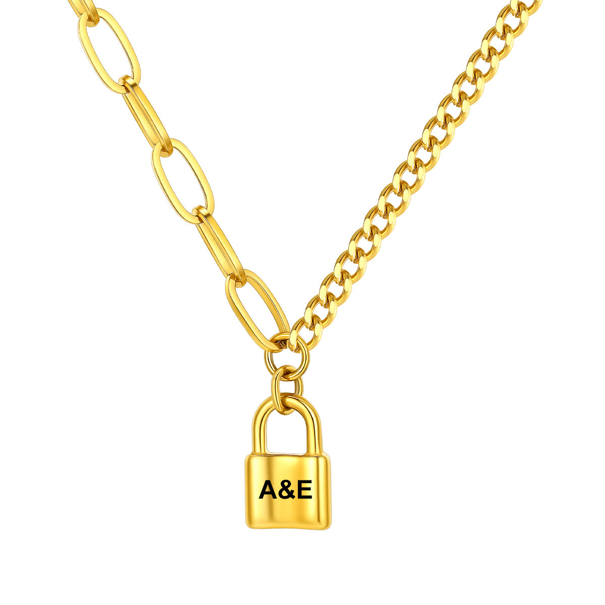 A Man Wearing Custom Lock Pendant Necklace