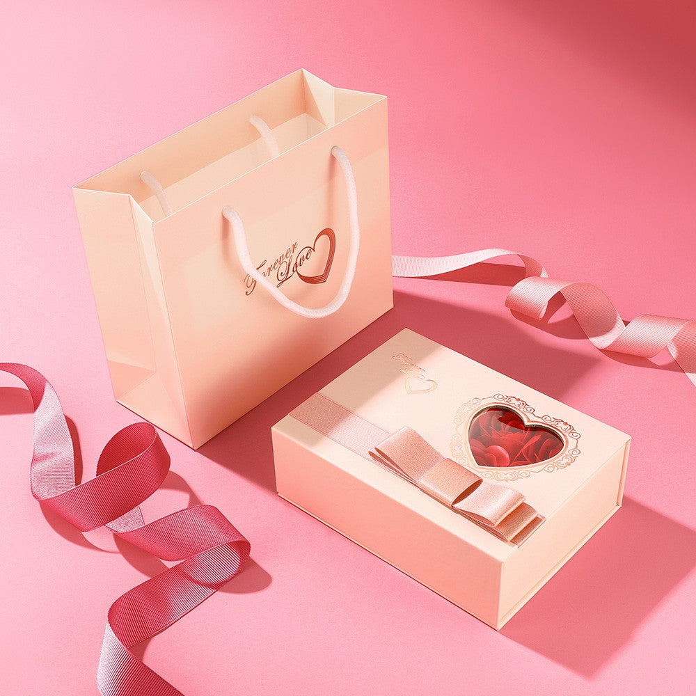 Rose Gift Box Jewelry Case with gift bag