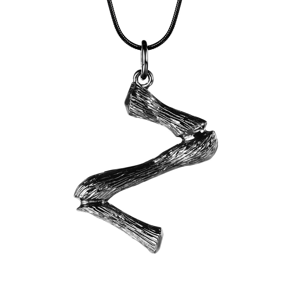 Bamboo Initial Z Necklace Black Plated