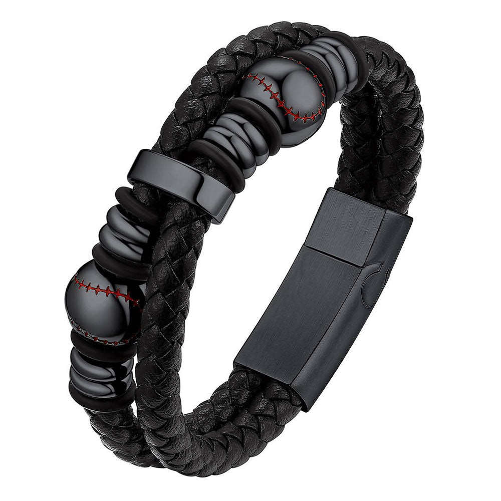 Baseball Bracelet Row Braided Leather d BTH27228