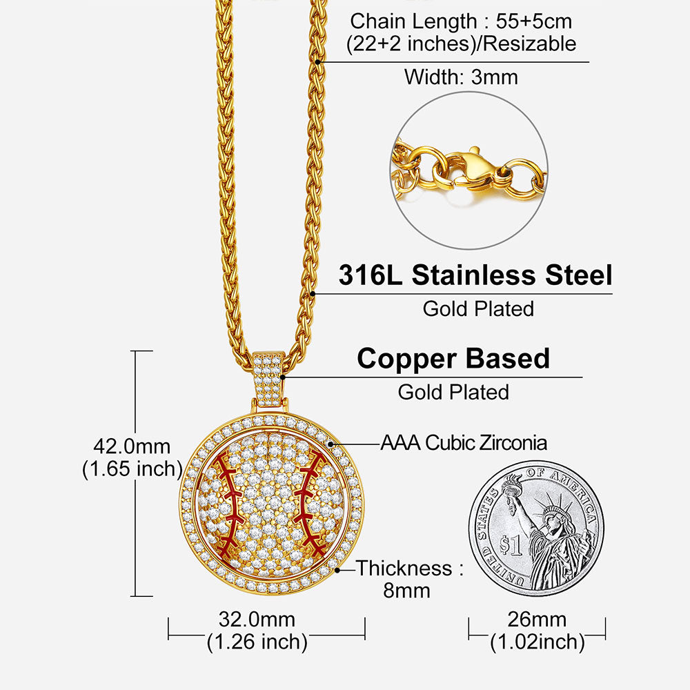 Baseball Necklace RP20610 Size