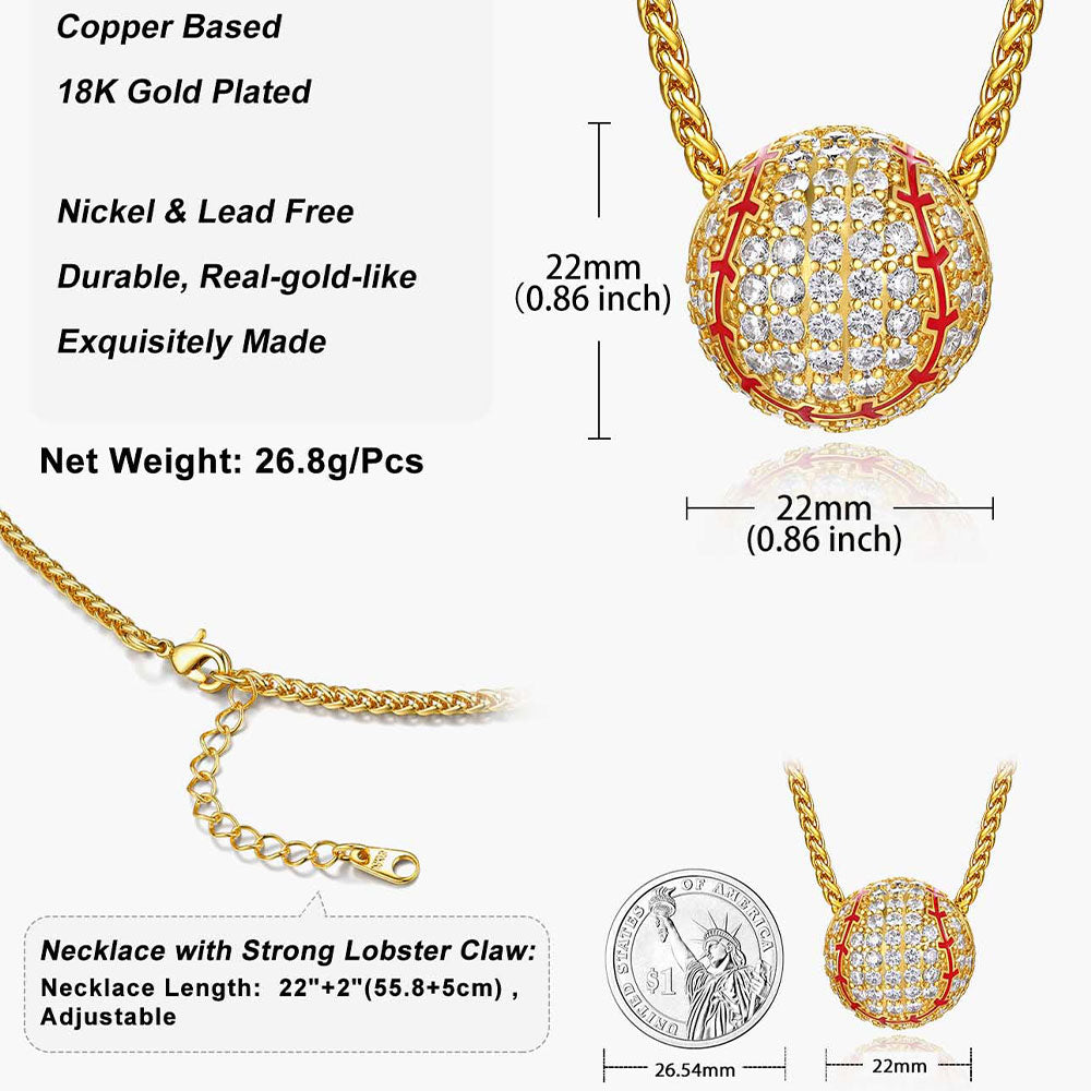 Baseball Necklace Sport Necklace BTP27419K Size