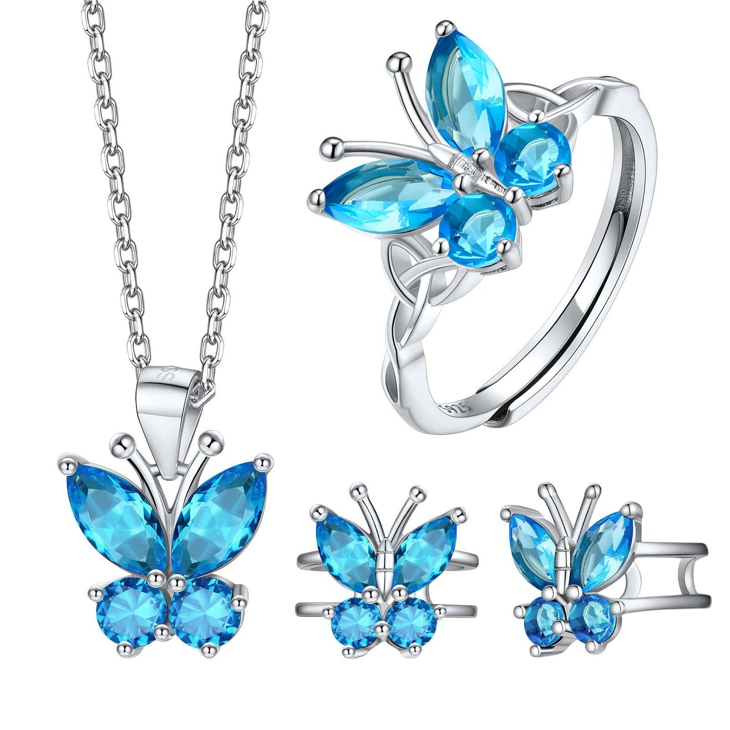 Birthstone Butterfly Jewelry Set December