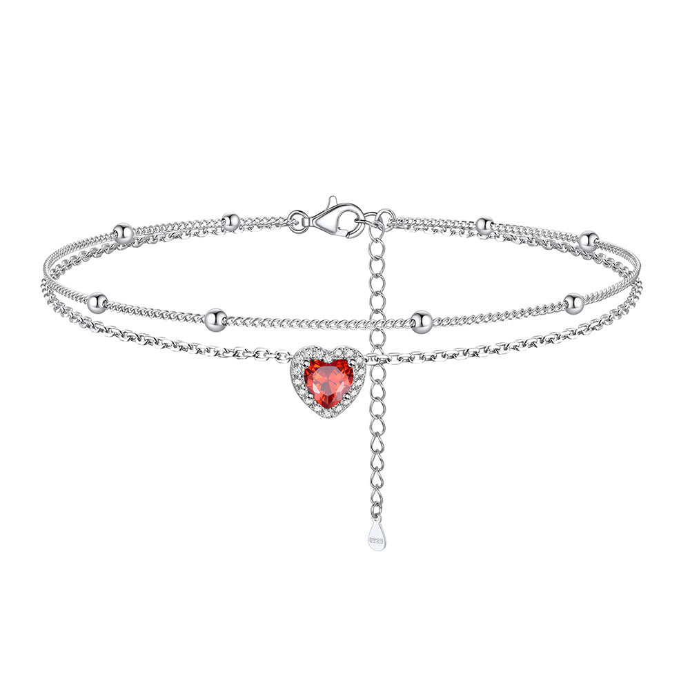 Birthstone Halo Anklet For Women VA19580