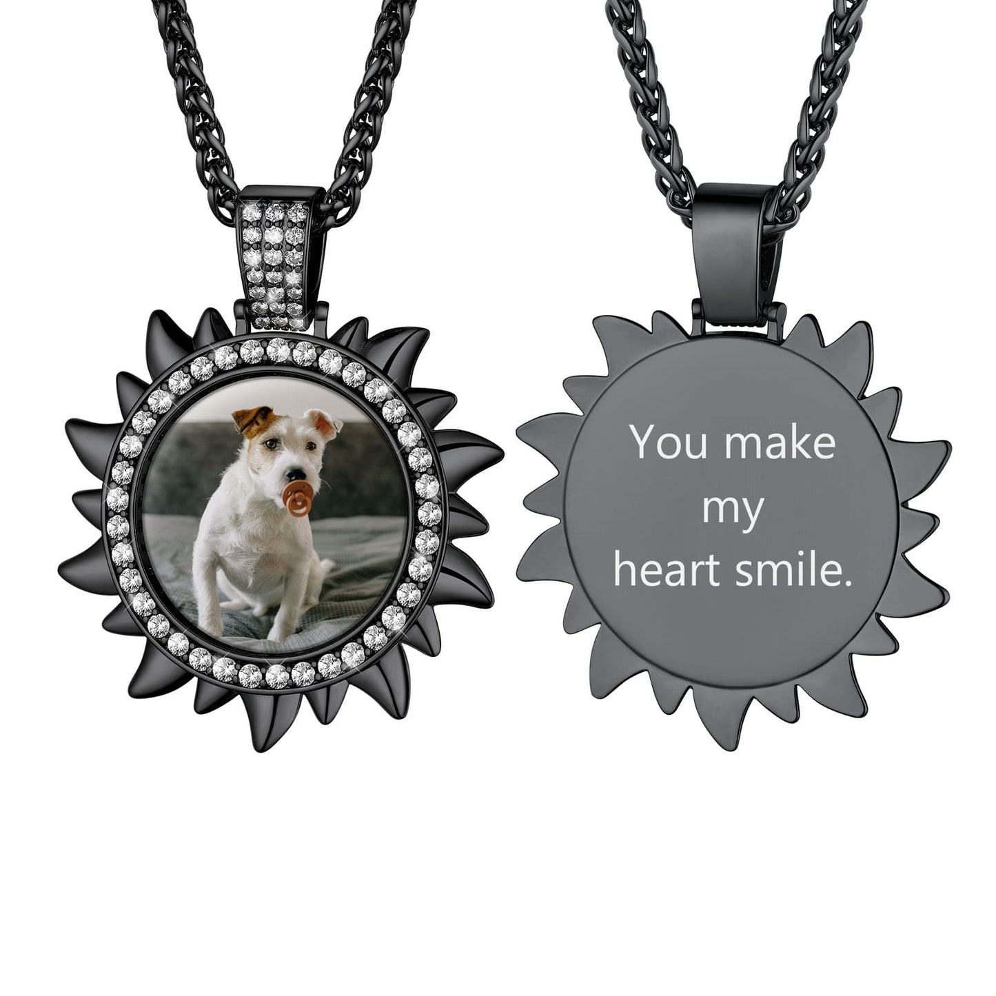 Birthstonesjewelry Personalized Sun Picture Necklace Black