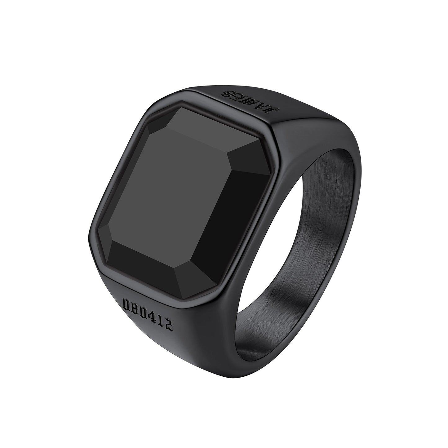 Black Onyx Band Ring for Men Black