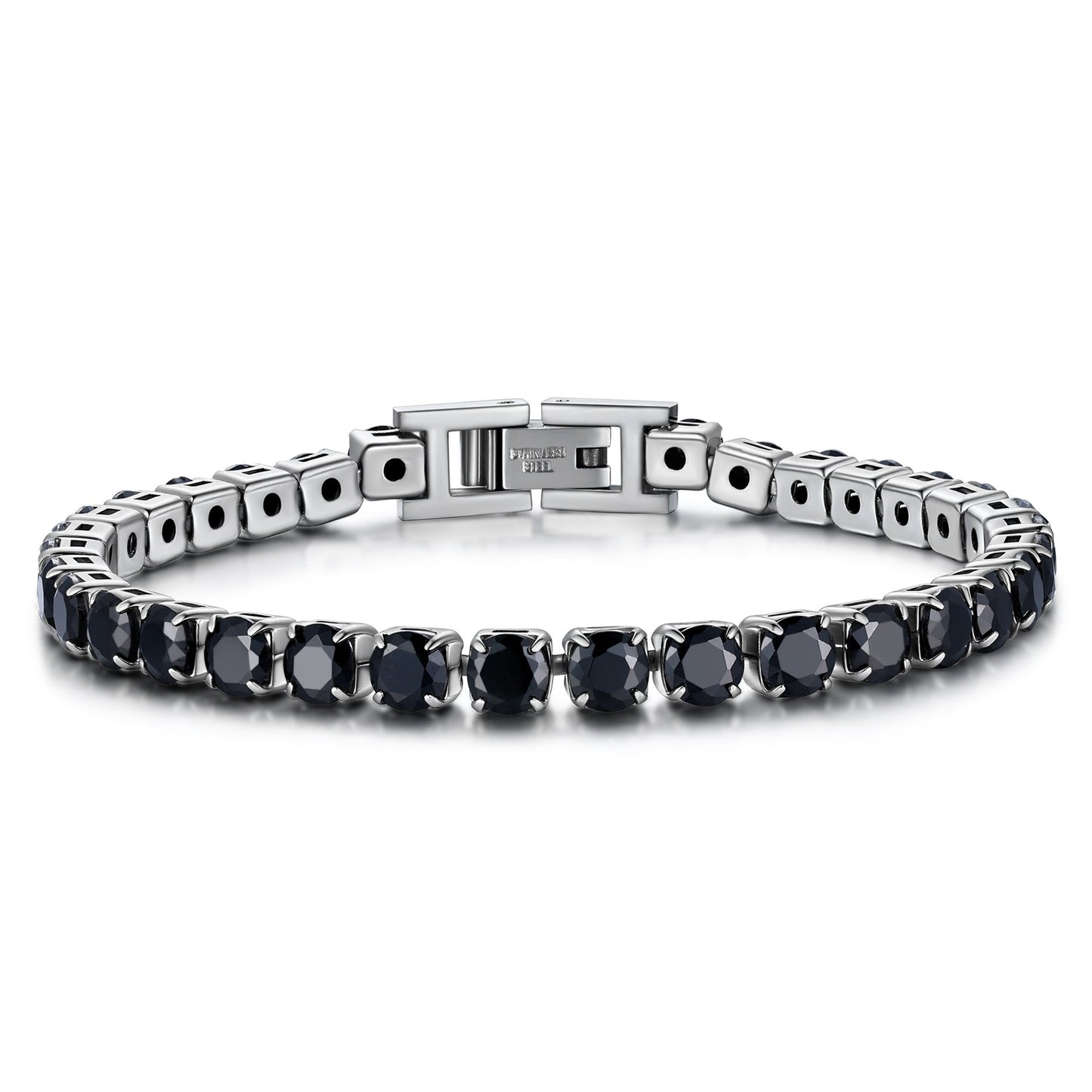Black CZ Tennis Bracelet in Stainles Steel