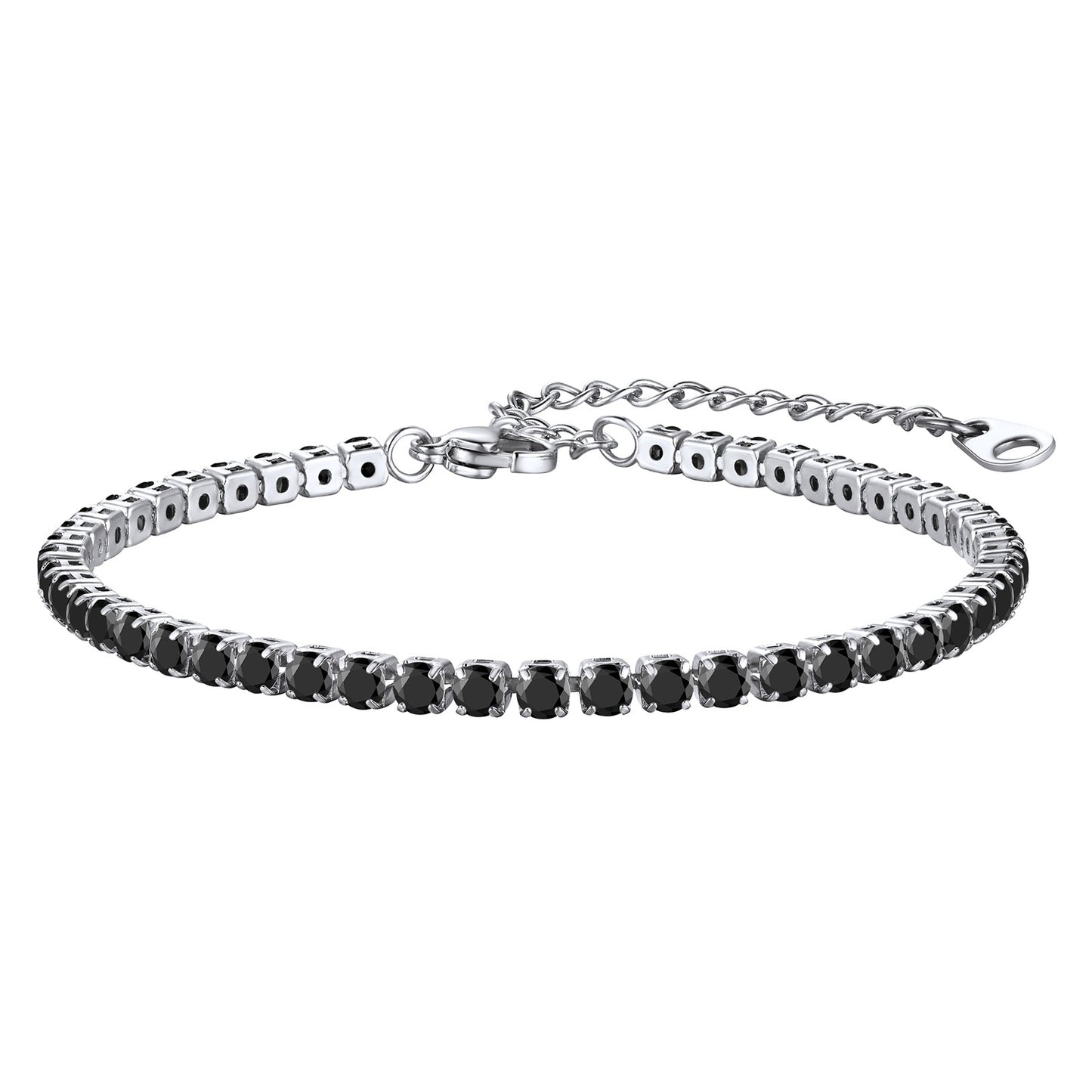 Black Cubic Zirconia Tennis Bracelet Stainless Steel