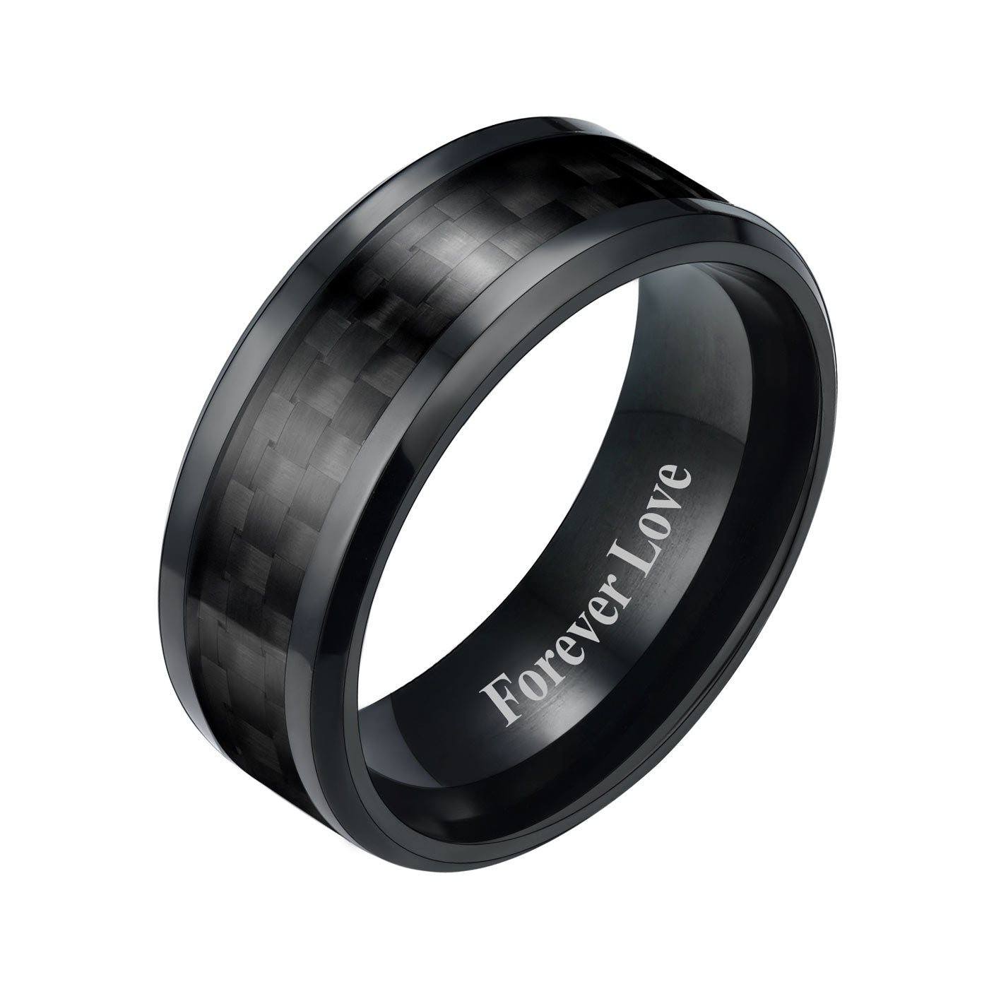 Black Plated Carbon Fiber Promise Ring for Men
