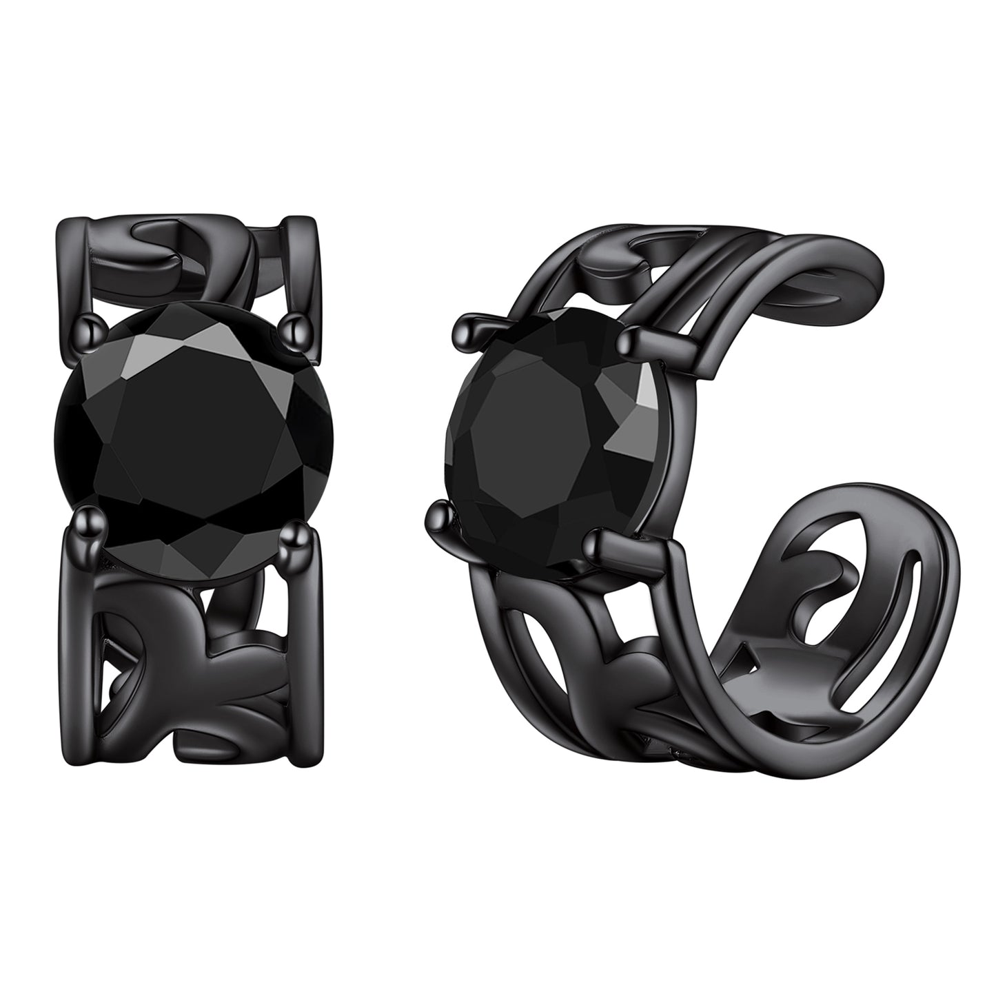 Black Plated Celtic Knot Black Stone Cuff Earrings For Men Women CE13939