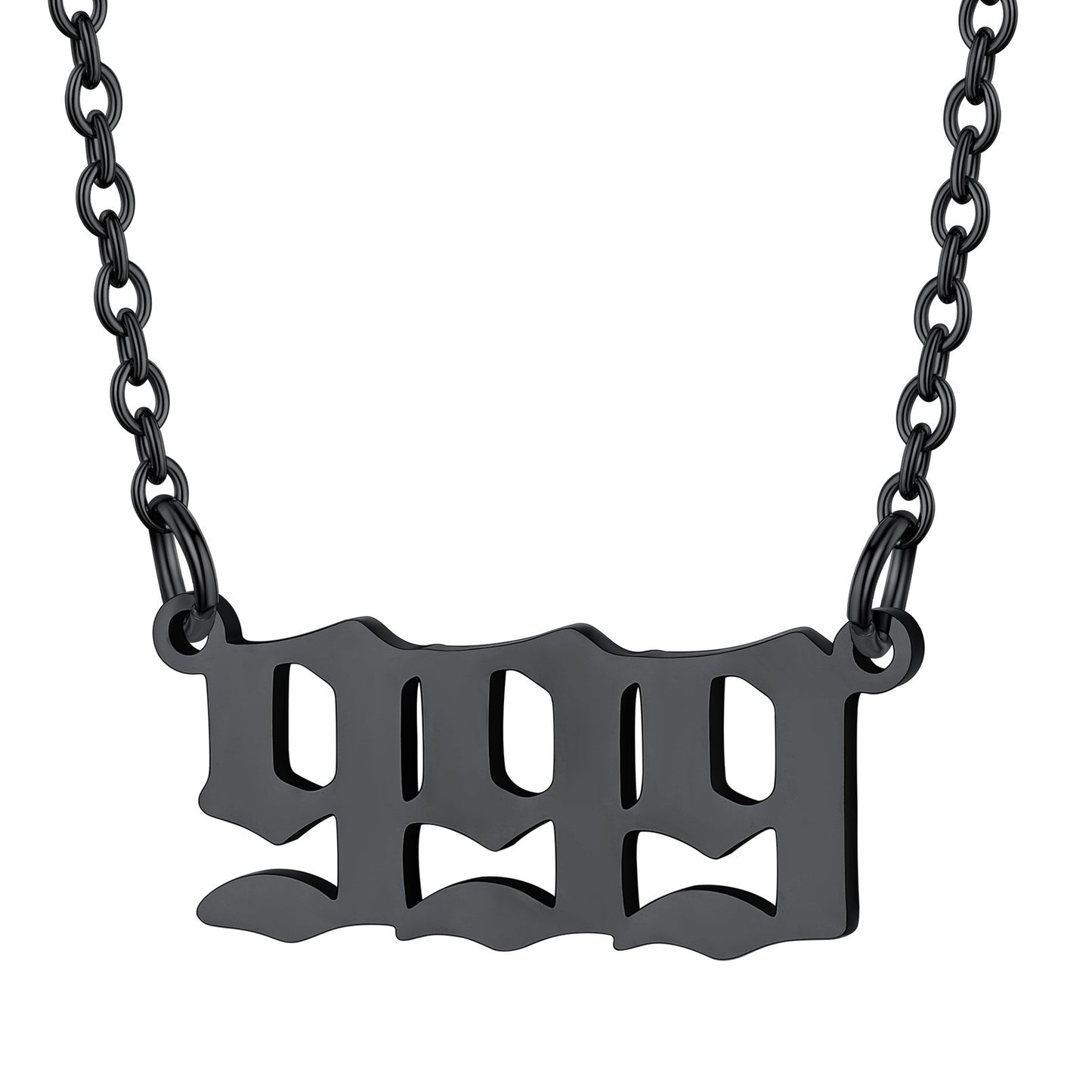 Black Plated Number 999 Necklace in Stainless Steel