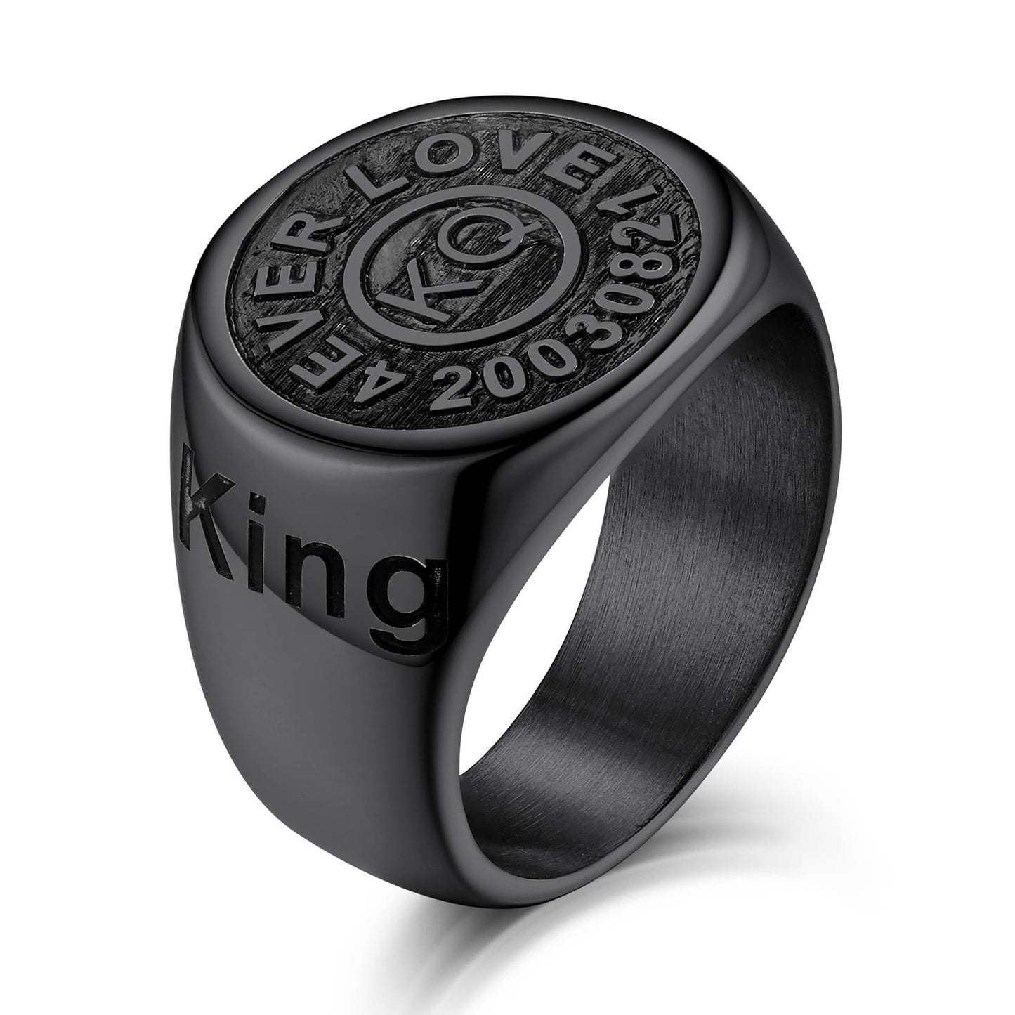 Black plated Engraving Signet Rings for Men Size DR22618