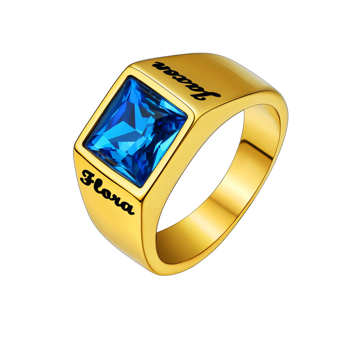 Blue Topaz Stone Ring for Men Gold Plated