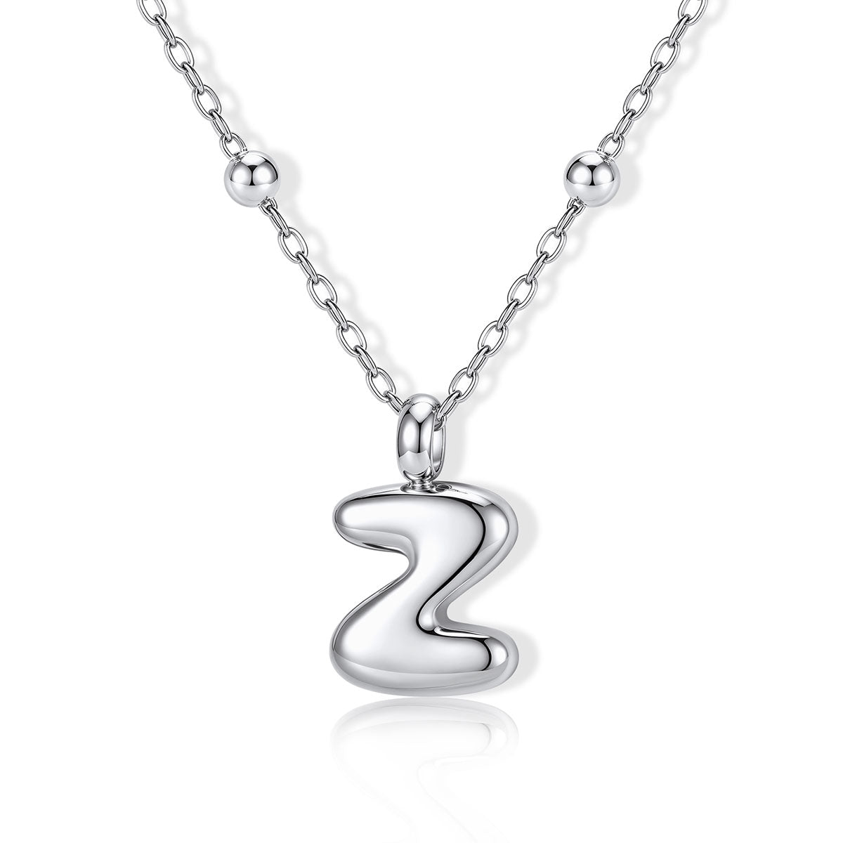 Bubble Initial Z Necklace for Women on a white background