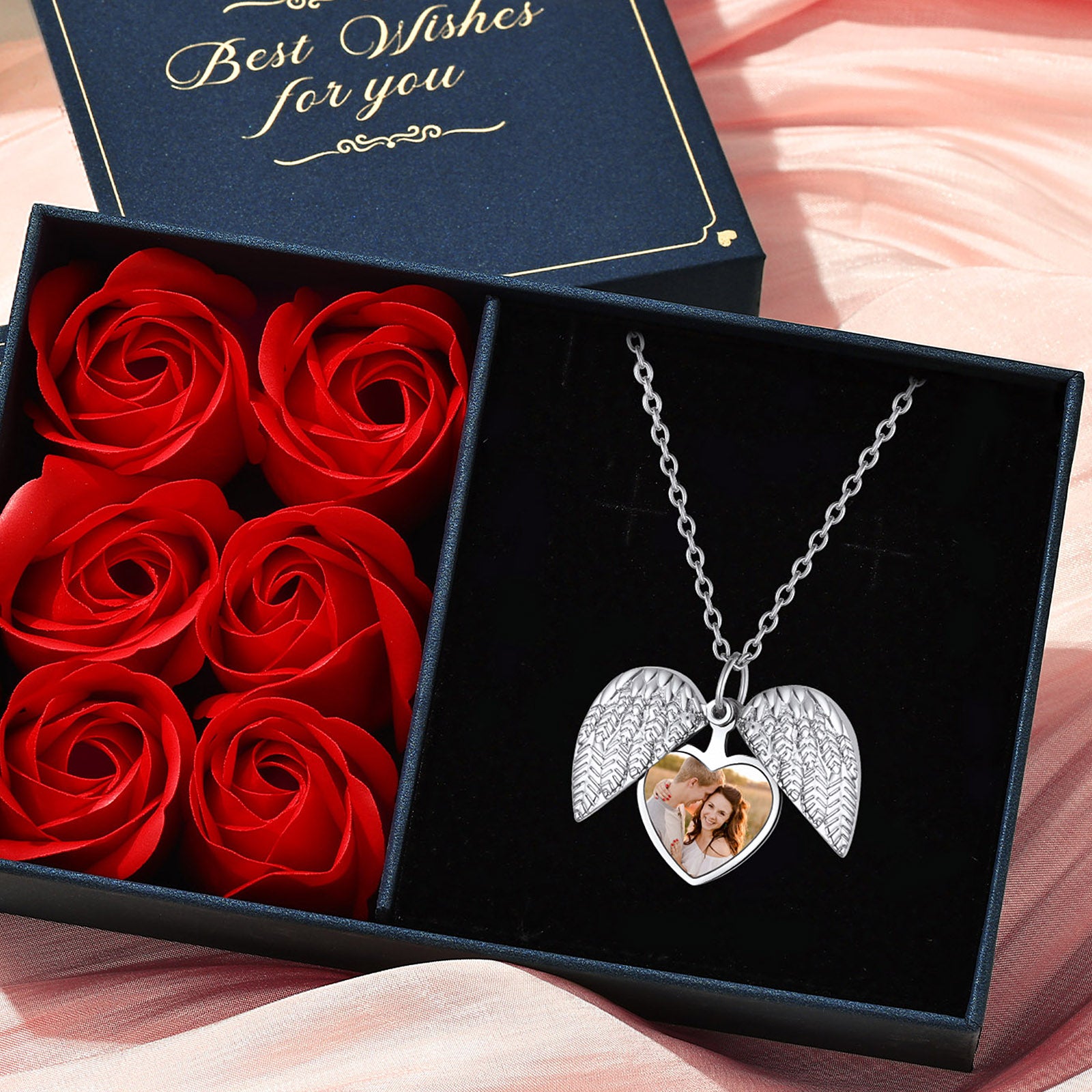 Cremation Urn Necklace With Angel Wings & 12 Birthstones - Heart Memorial Keepsake Pendant For Ashes - View #5