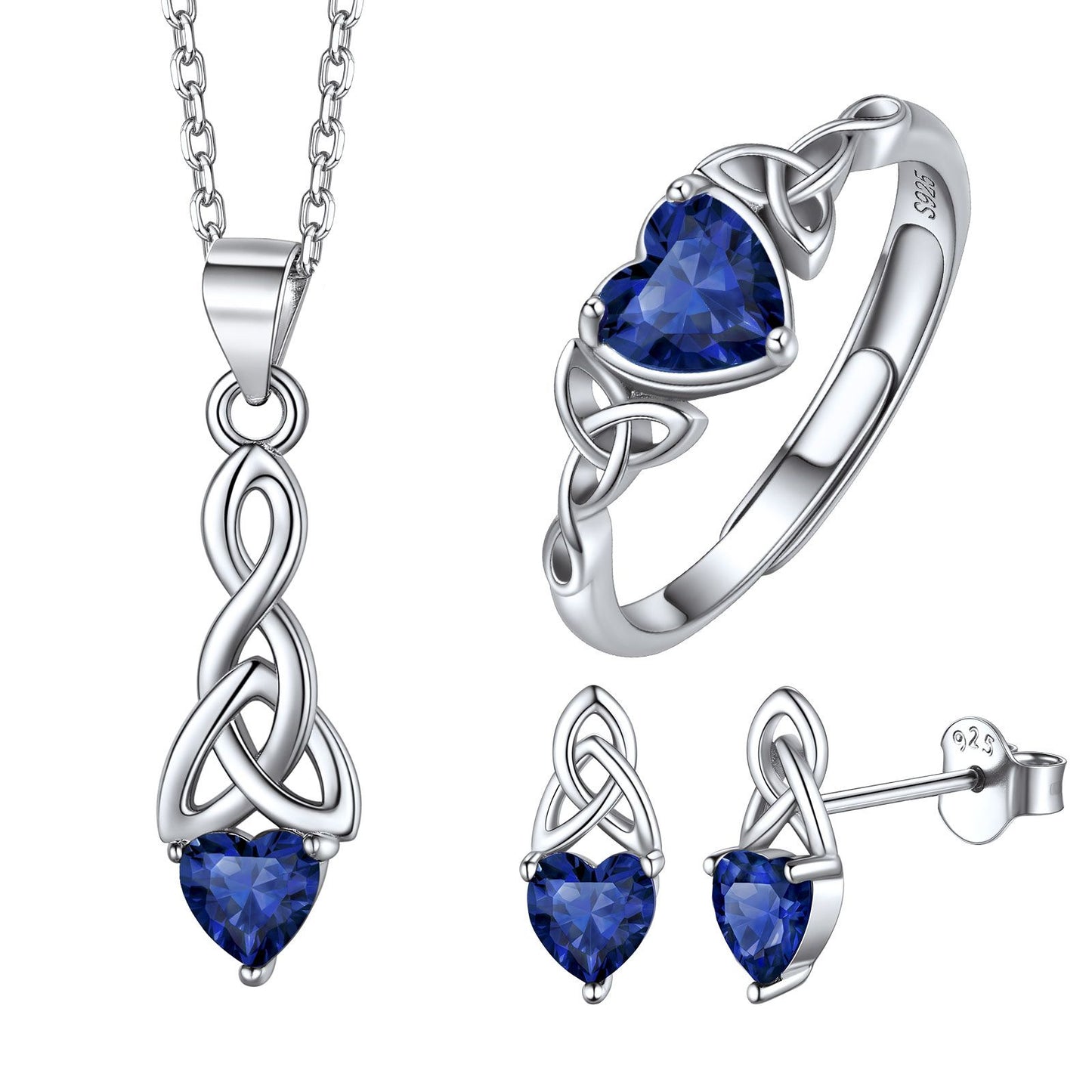 September Birthstone Celtic Trinity Knot Jewelry Set
