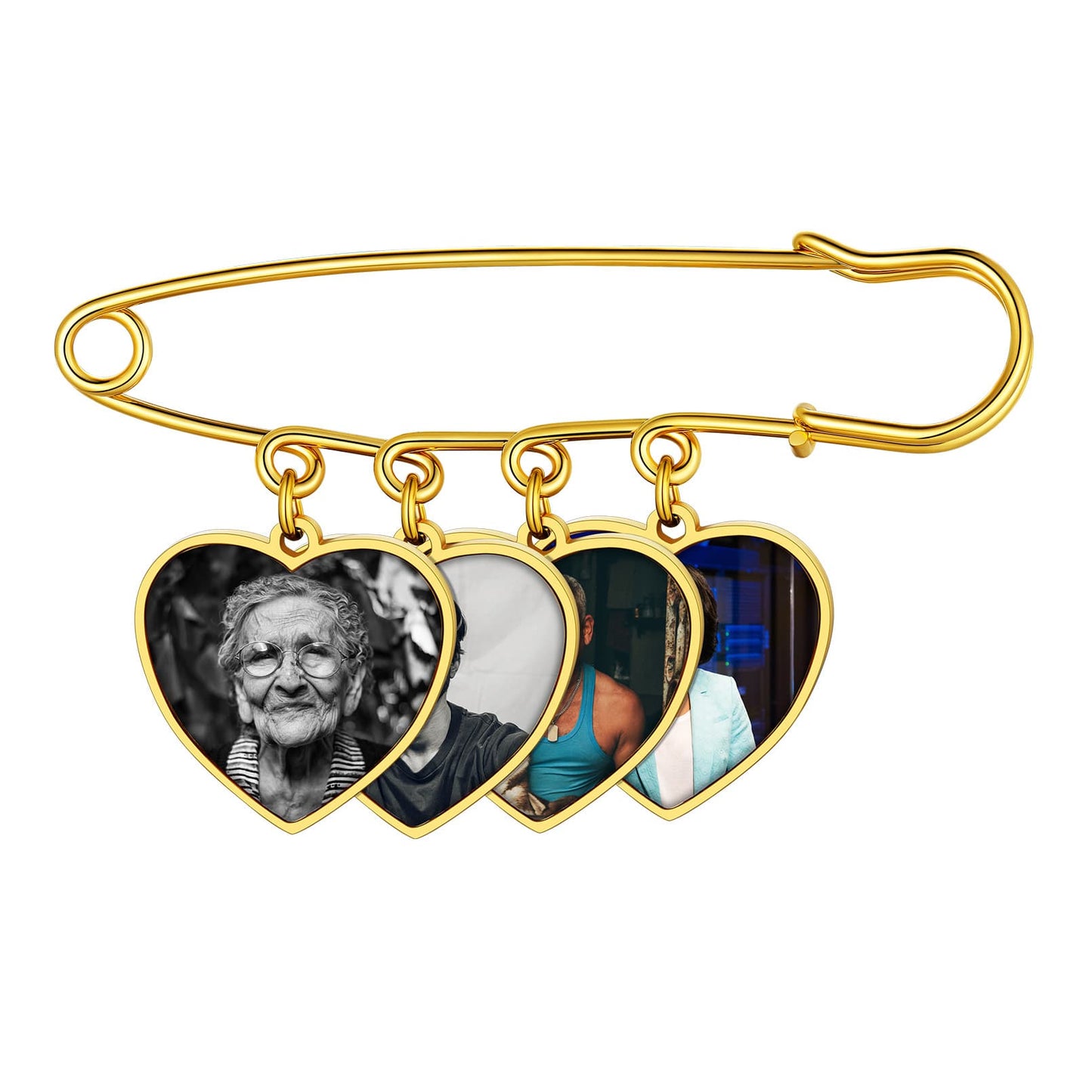 Personalized Heart Bouquet Picture Brooch Pins