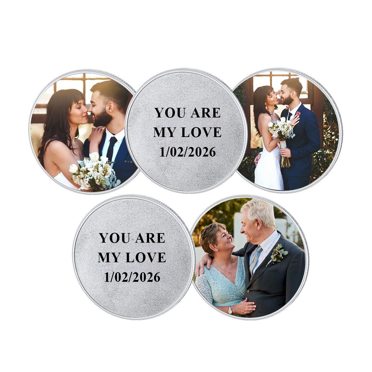 Personalized Photo Commemorative Wedding Coins with Text Pocket Coin