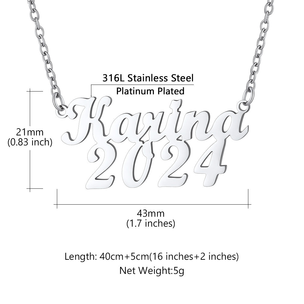 Personalized Birth Year Name Necklaces
