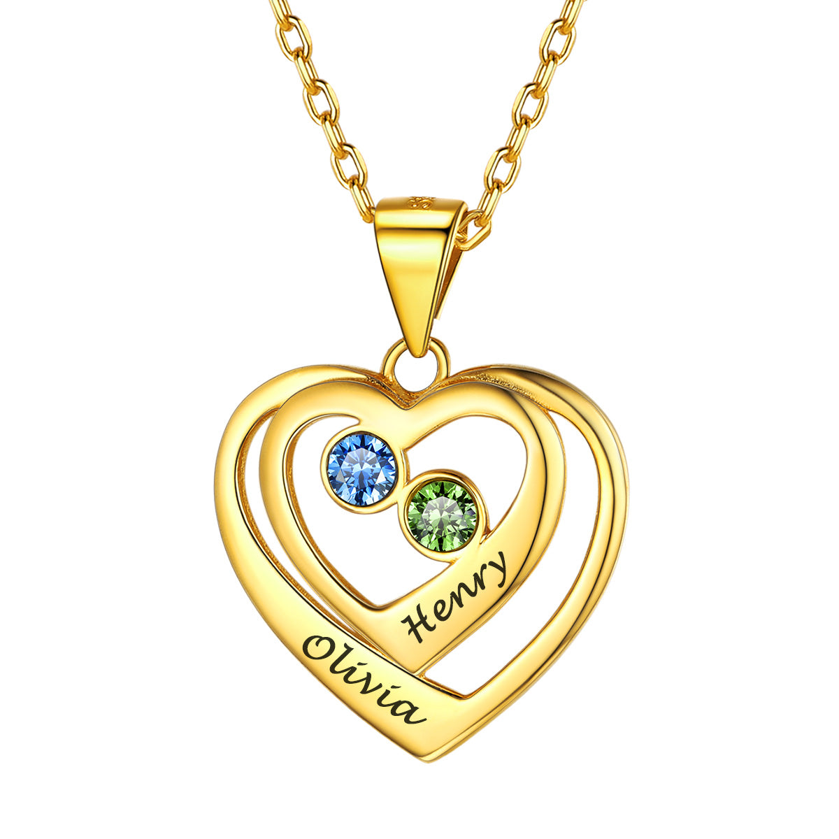 Collar de corazón con piedra de nacimiento de plata esterlina personalizado