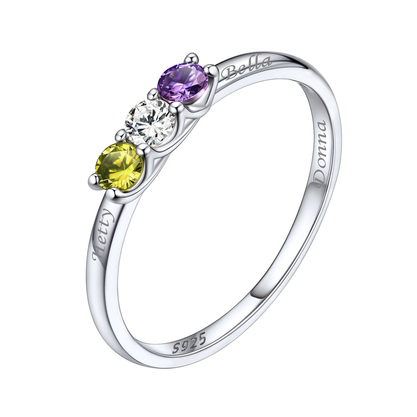 Personalized Sterling Silver Family Birthstone Ring Anniversary Ring