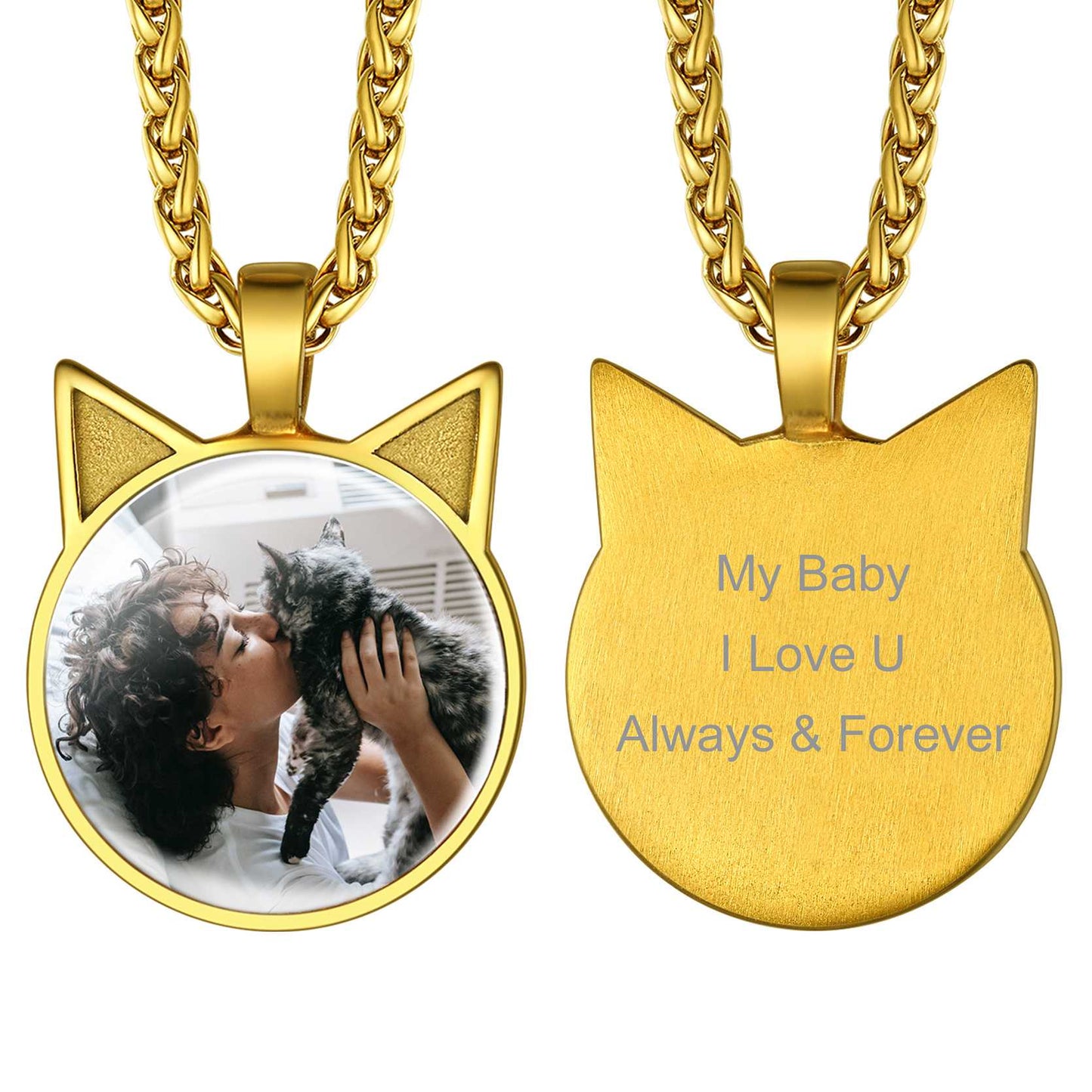 Cat Photo Necklace for Pet Lover Stainless Steel