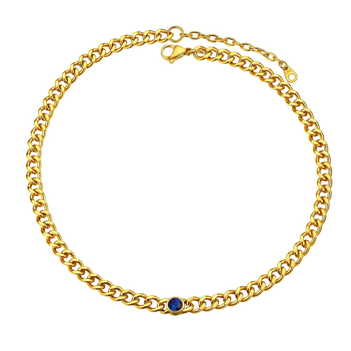 Cuban Chain Choker September Necklace Gold Plated