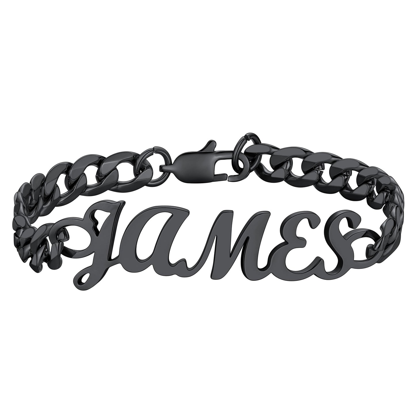 Cuban Chain Name Bracelet Black Plated