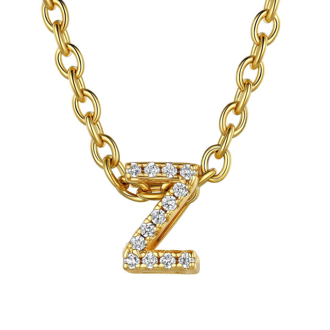 Cubic Zirconia Initial Z Necklace Gold Plated