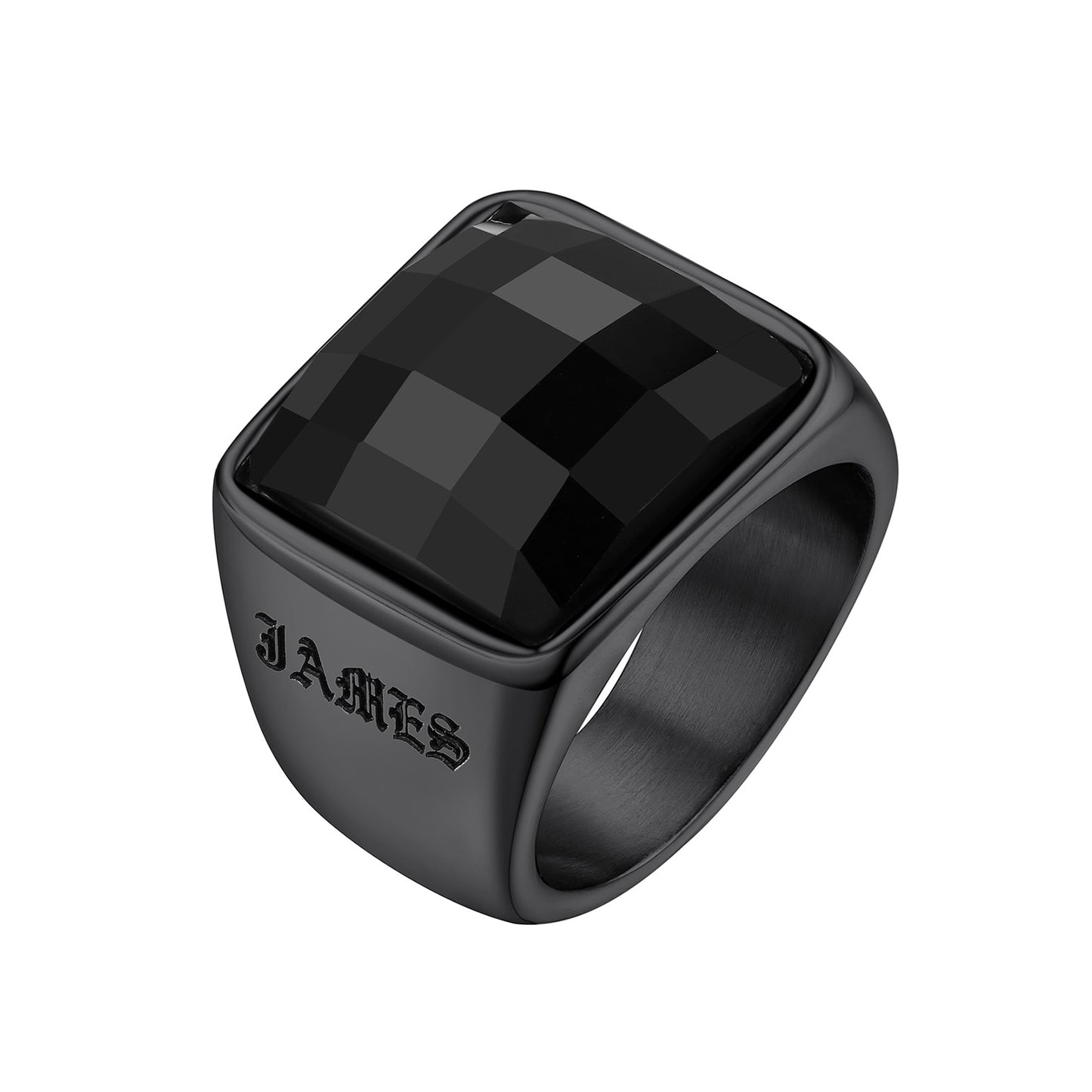 Custom Black Onyx Signet Band Ring for Men