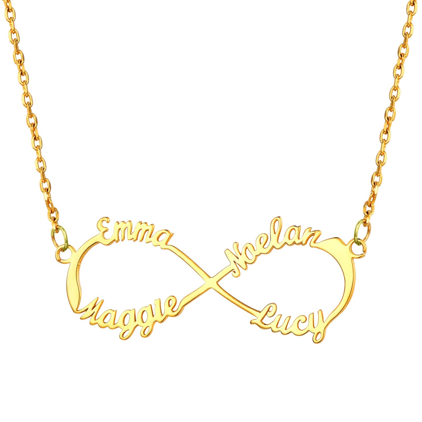 Custom 4 names necklace Gold Plated