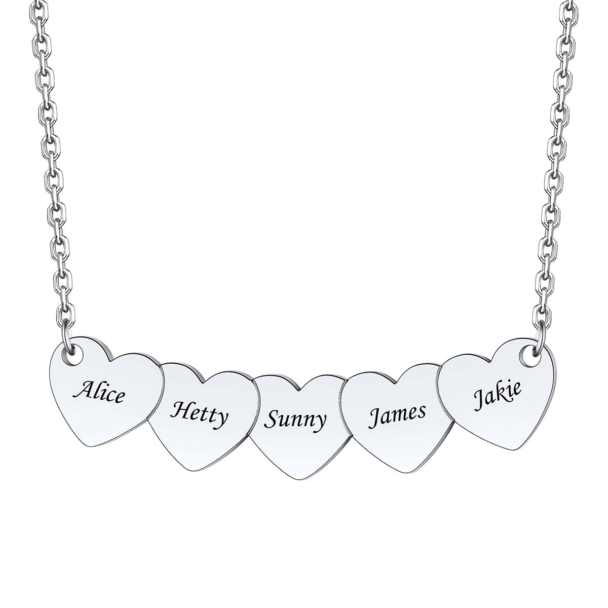 Custom 5 Hearts Name Necklace