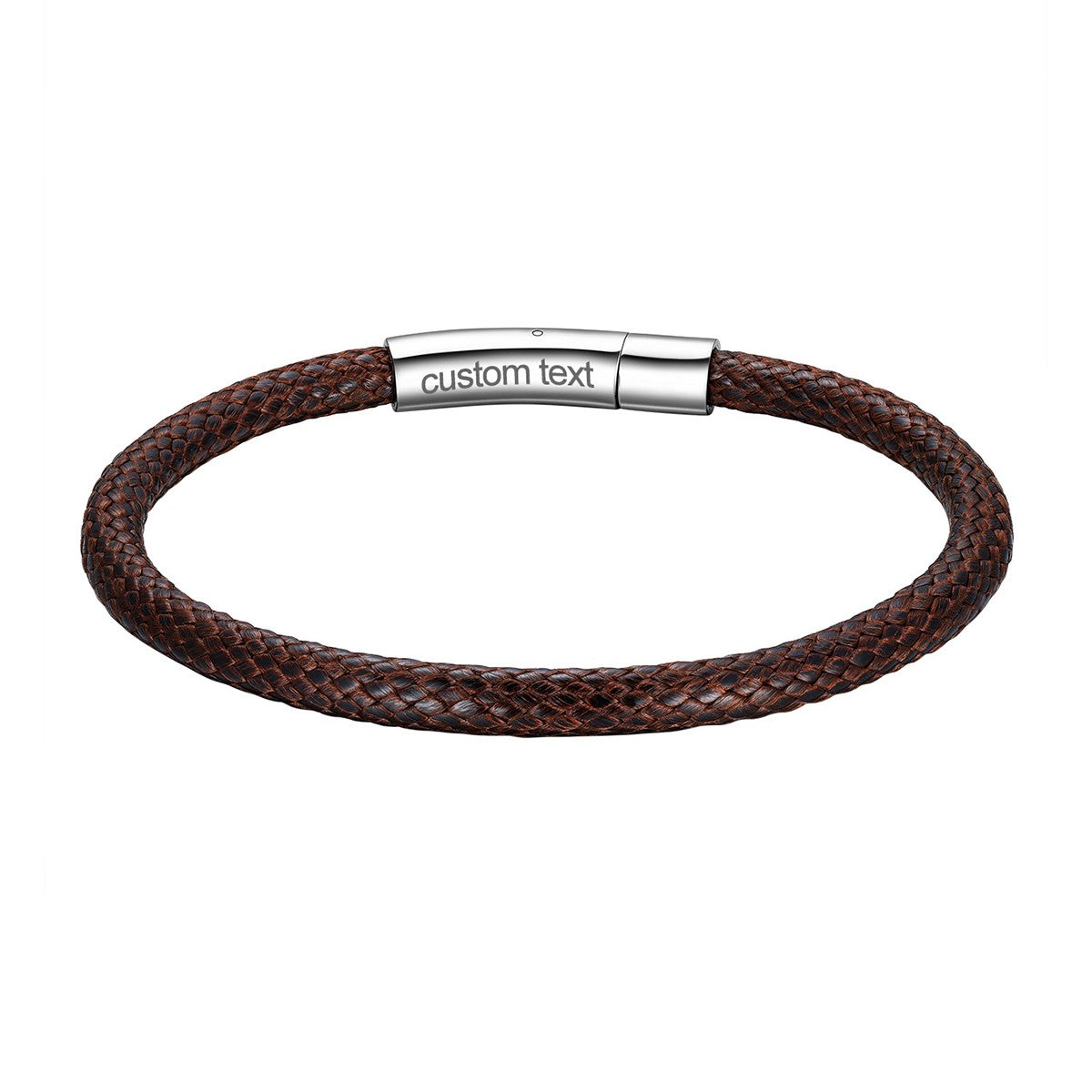 Custom Braided Rope Leather Bracelet: Brown Rope