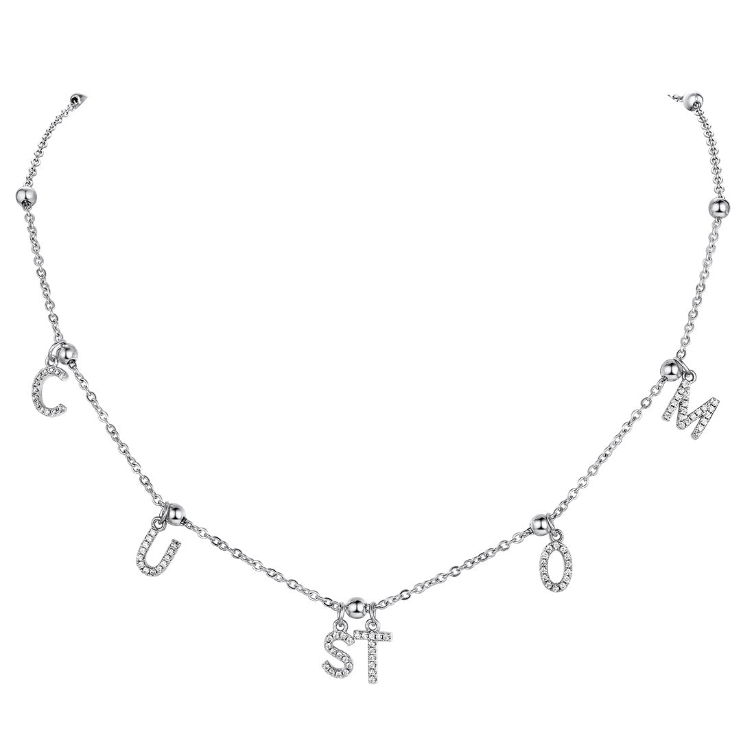 Custom CZ Initial Name Choker Necklace