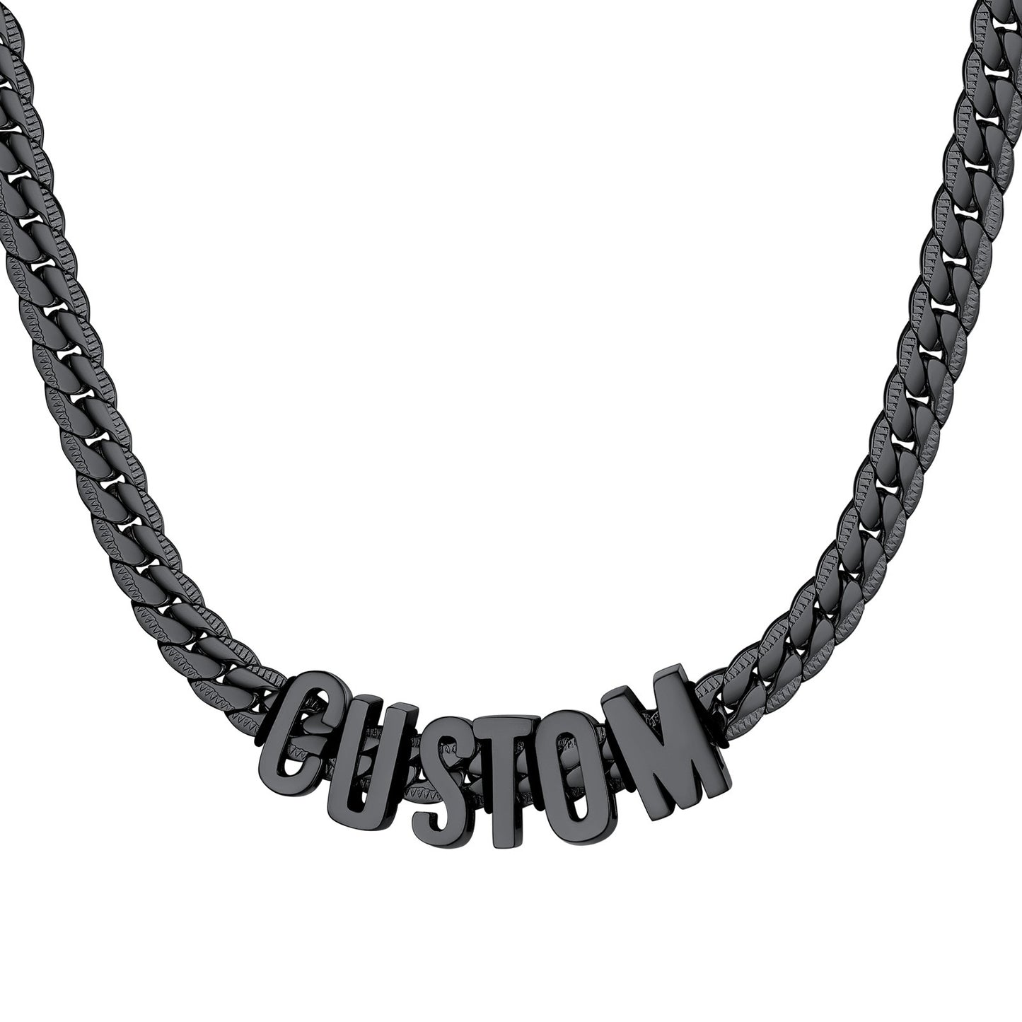 Custom Chain Initial Name Necklace Black Plated