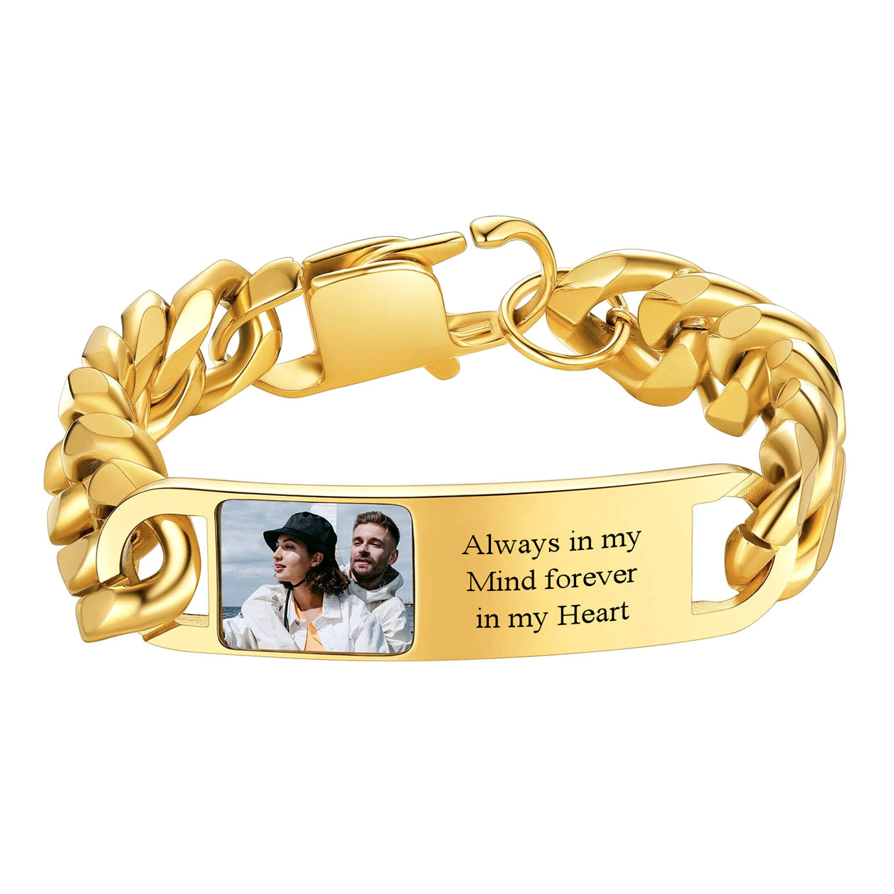 Custom Cuban Chain Photo Bracelet Gold Plated