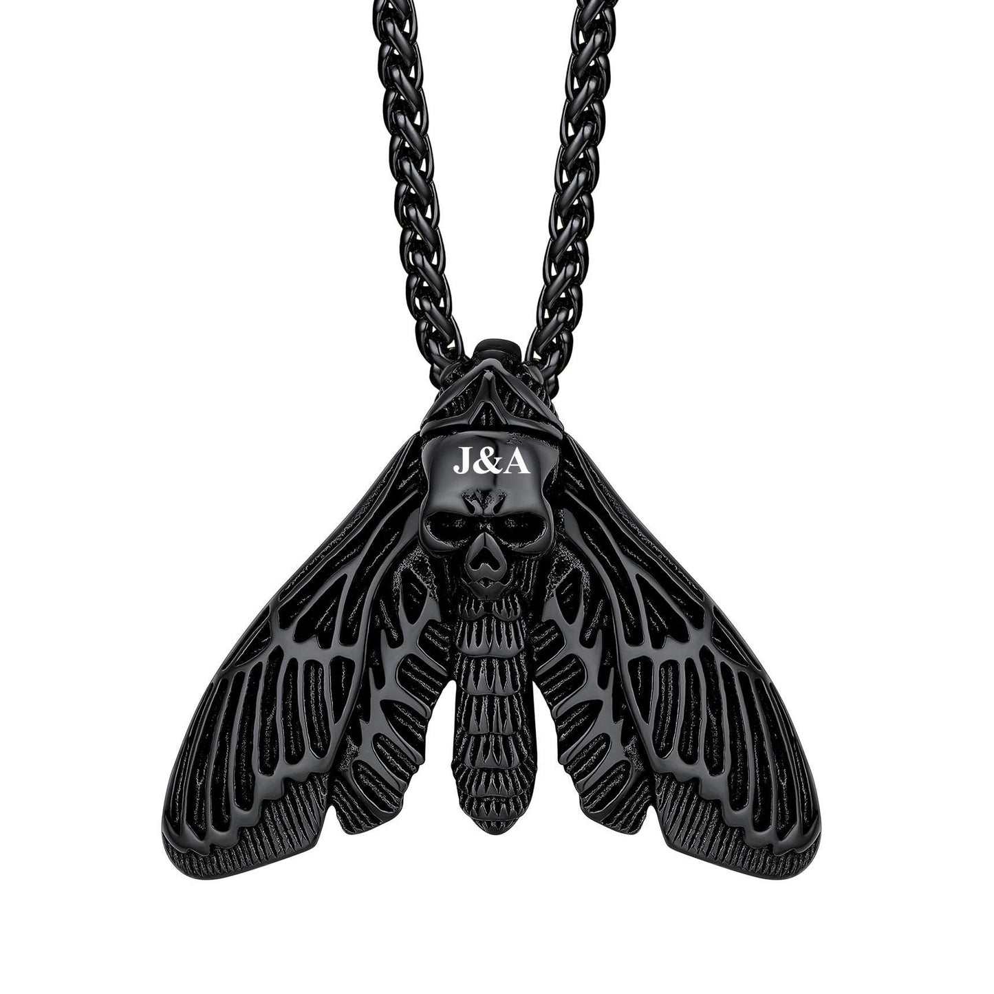 Custom Death Head Moth Skull Necklace Black Plated