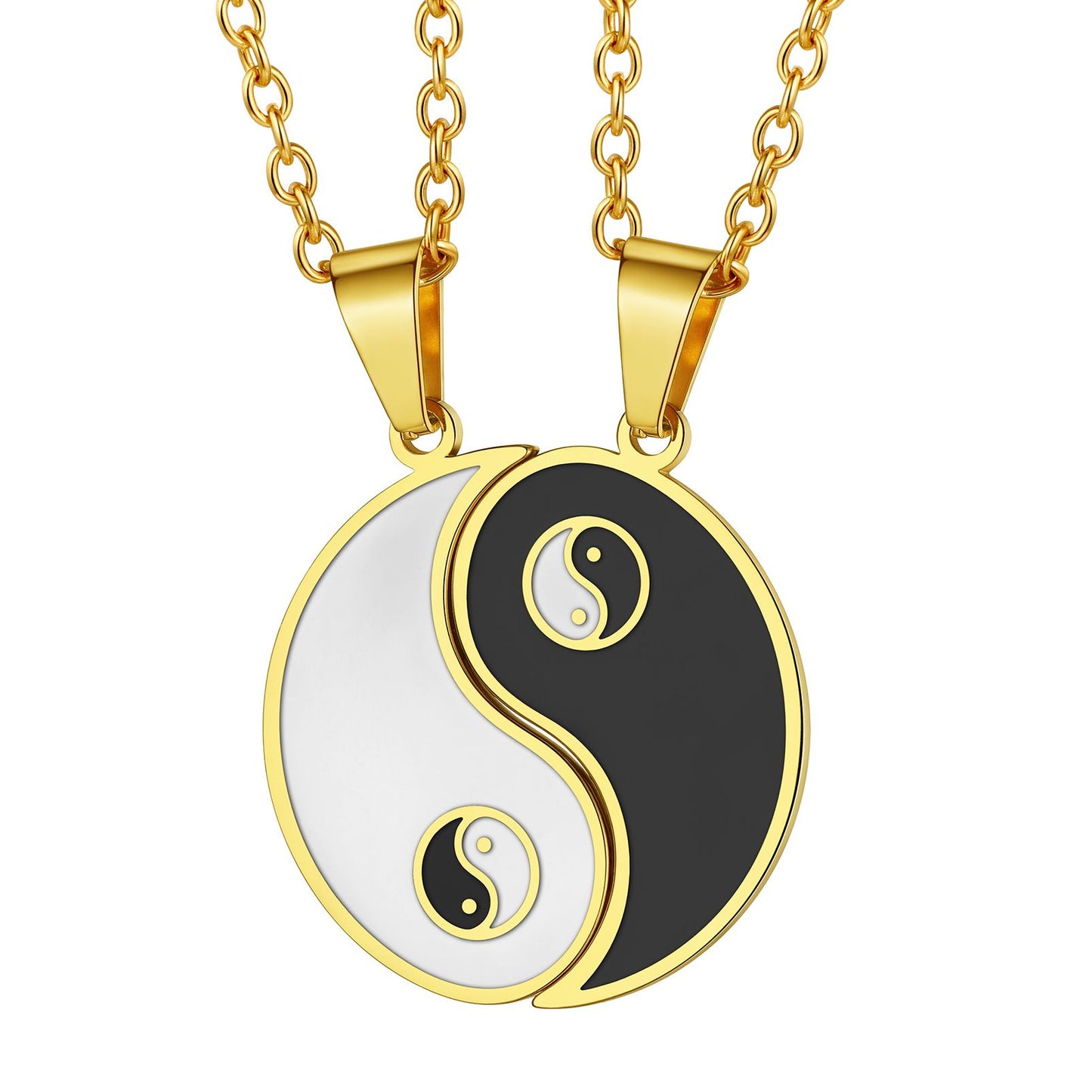 Custom Yin Yang Necklace For Couple Gold