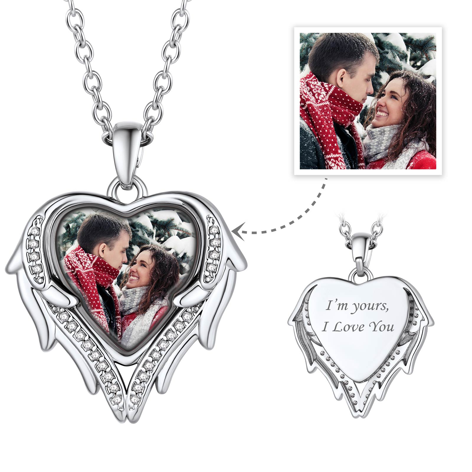 Collier personnalisé avec image de cœur et ailes d'ange pour femme –  BIRTHSTONES JEWELRY INC, image size:1600x1600